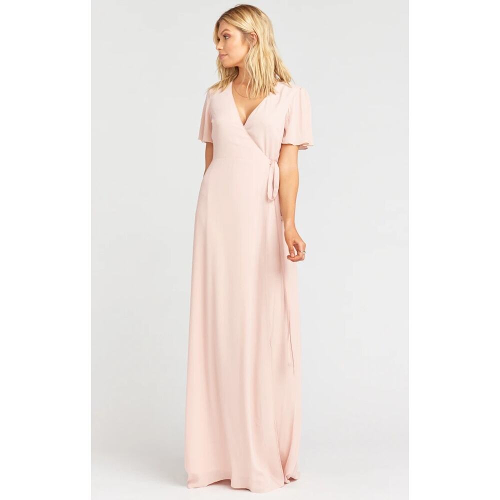 Show Me Your Mumu Noelle Flutter Wrap Dress XS Bridesmaid Wedding Pink